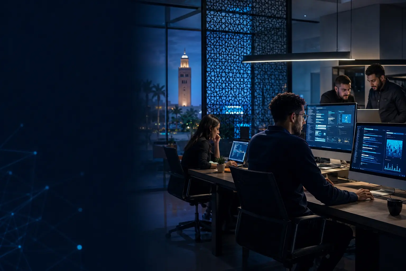Équipe Sitekom travaillant sur des projets web et des solutions numériques au Maroc